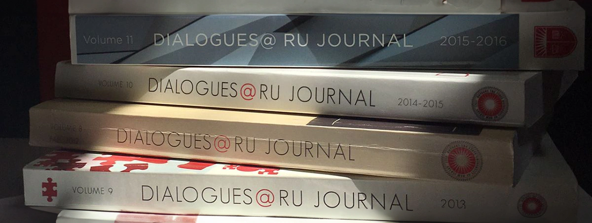 Dialogues@RU Journal Books in a stack